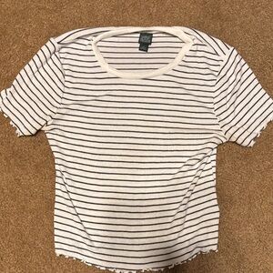 Striped White and Black Women Top